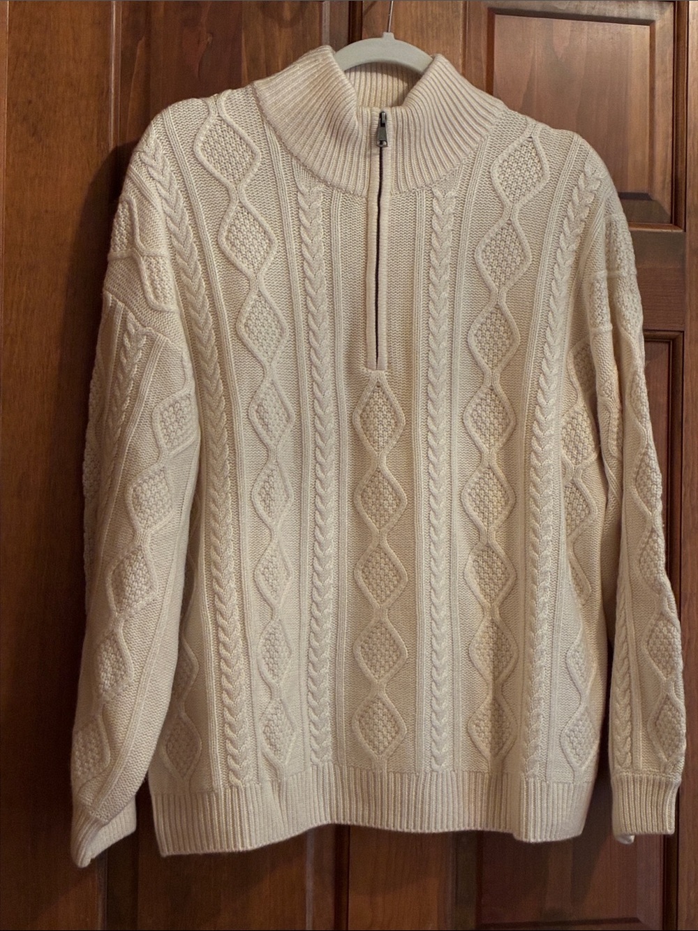 Splendid Women’s Cream Cable-Knit Half-Zip Sweater NWT Somewhat oversized